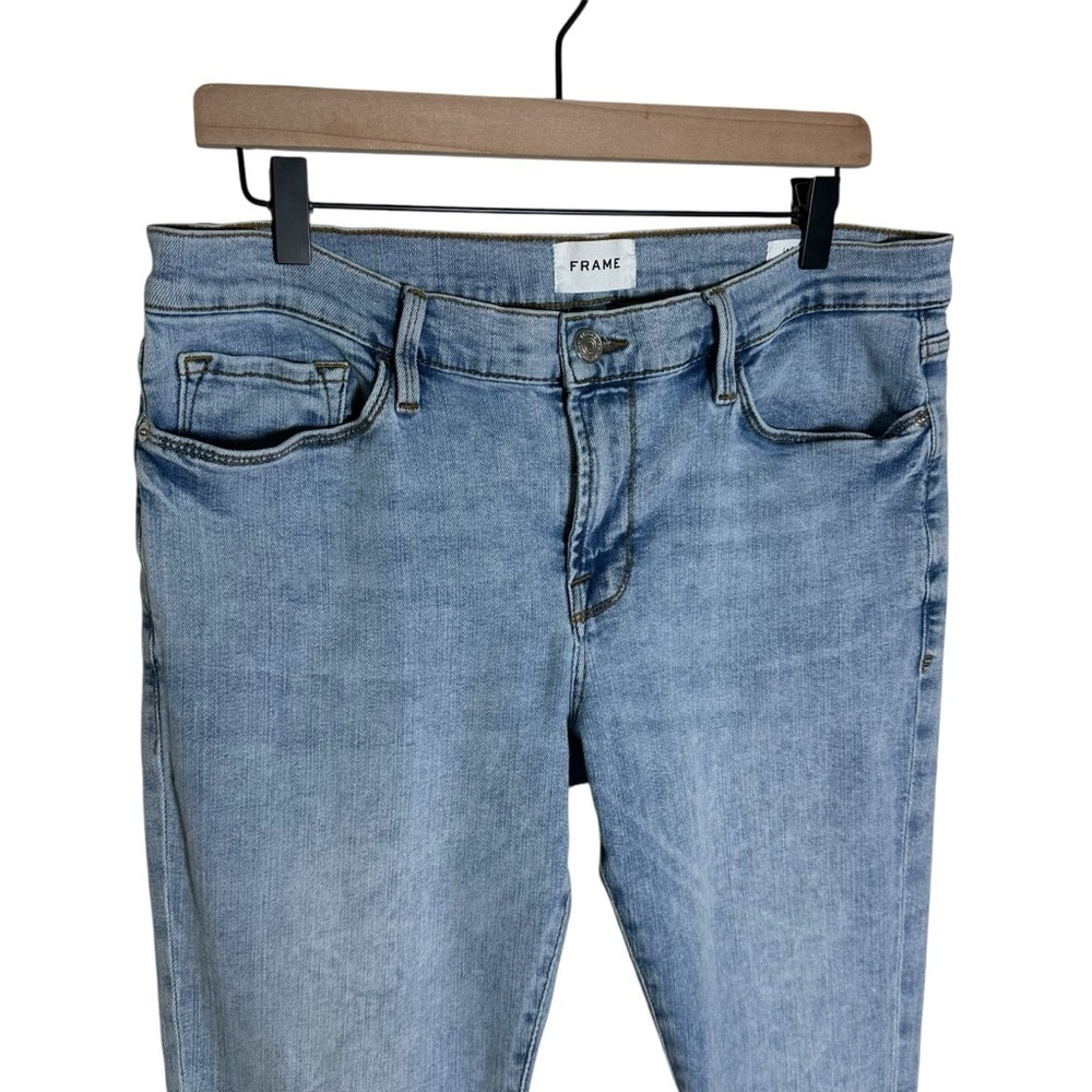 FRAME Le Garcon Crop Light Wash Frayed Hem Jeans Size 31 Denim Y2K Finnigan - Picture 5 of 12
